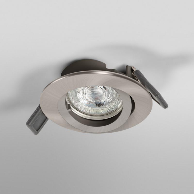 OSRAM Spotlight Recess Set Incl. Osram LED 4.3W GU10 Brushed Nickel aus Aluminium gebürstet mit warmweißem Licht in Nickeloptik
